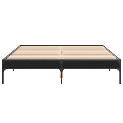 Giroletto Nero 140x200 cm in Legno Multistrato e Metallo