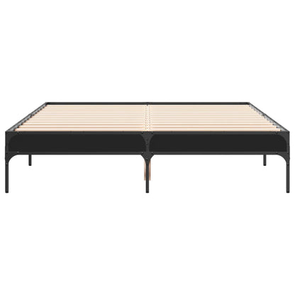 Giroletto Nero 120x200 cm in Legno Multistrato e Metallo