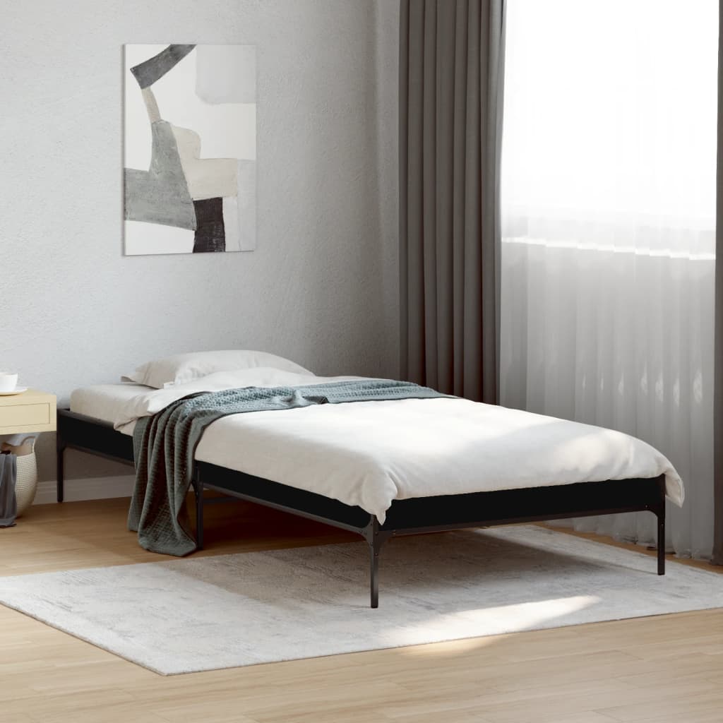 Giroletto Nero 90x200 cm in Legno Multistrato e Metallo