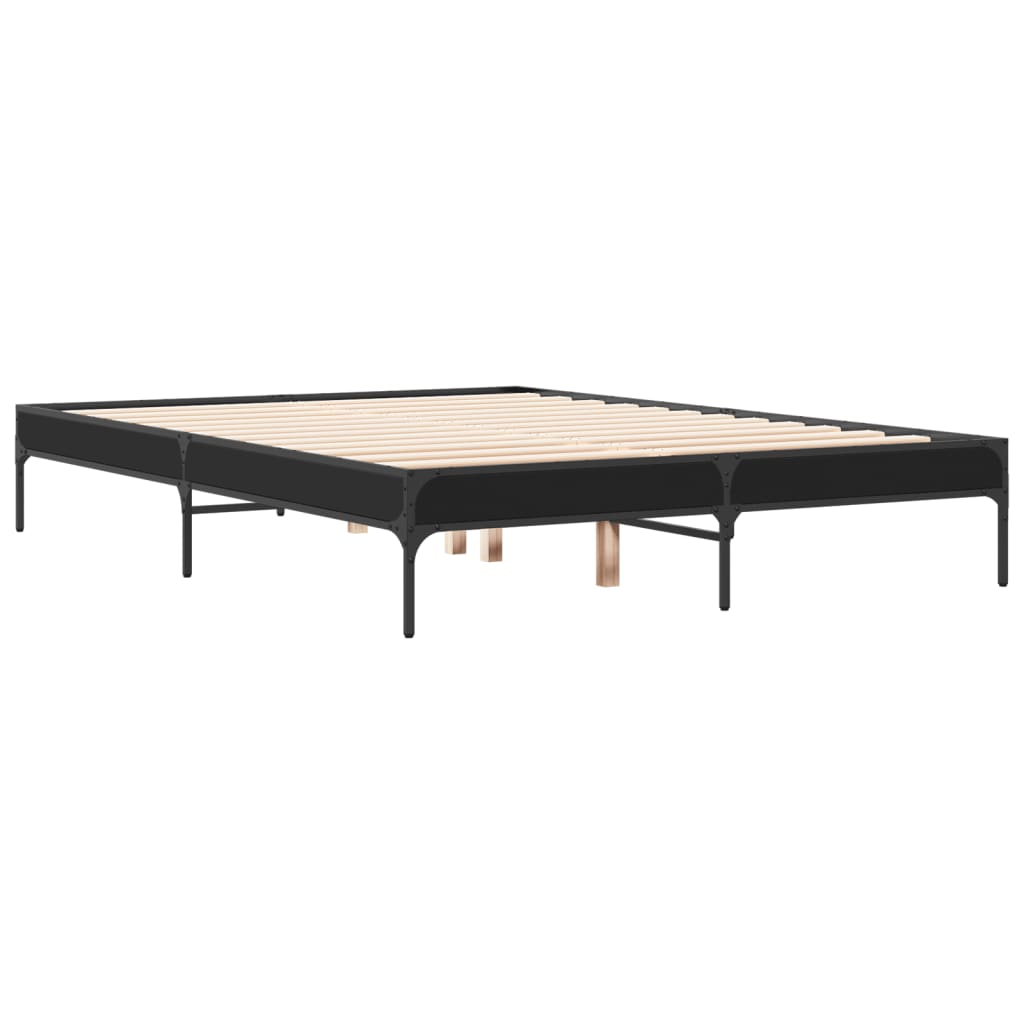 Giroletto Nero 140x190 cm in Legno Multistrato e Metallo