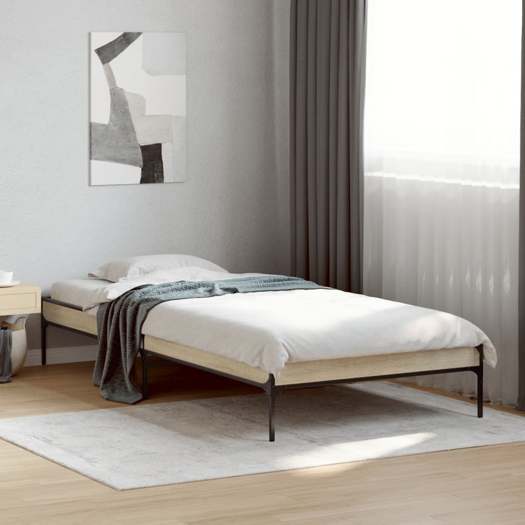 Giroletto Rovere Sonoma 90x190cm in Legno Multistrato e Metallo
