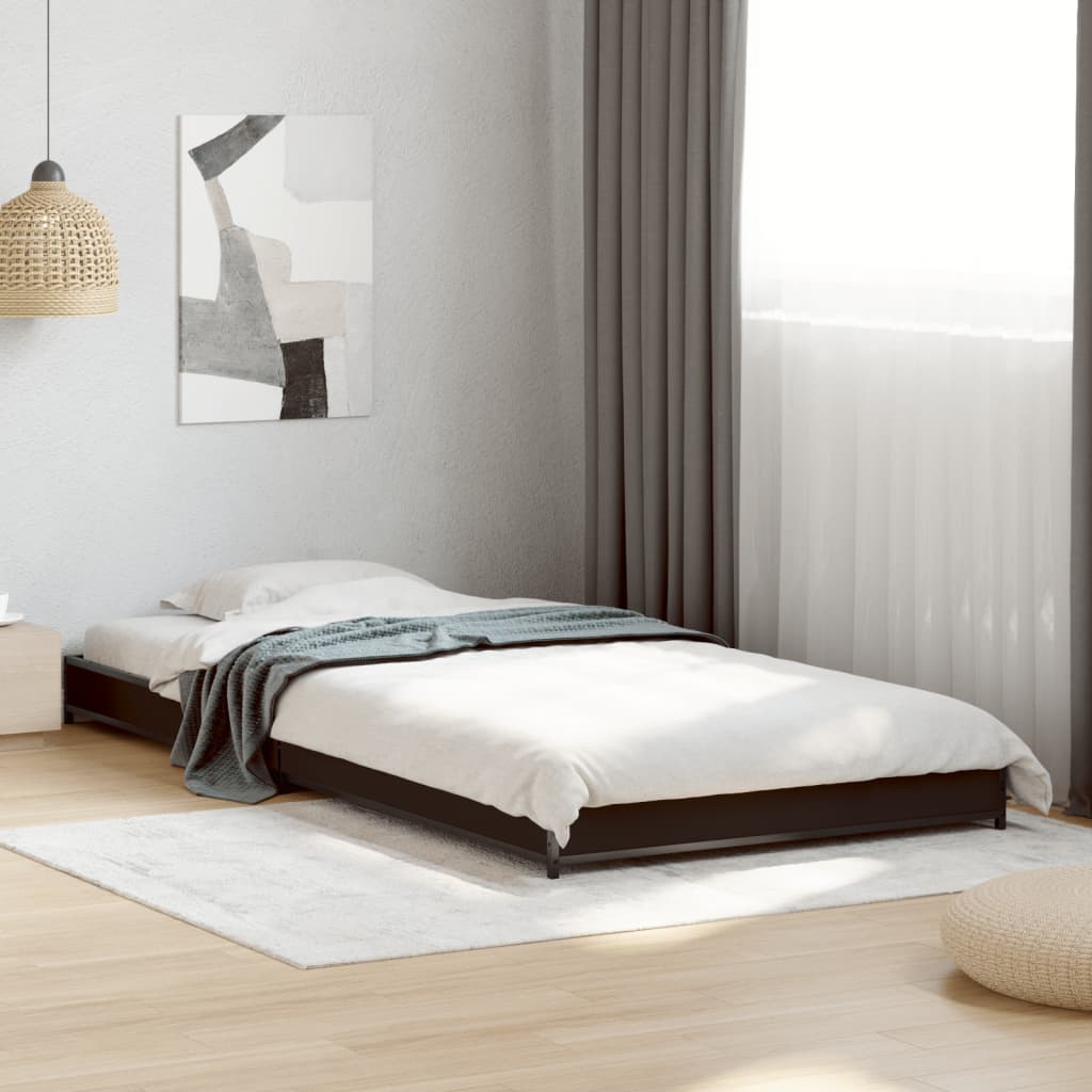 Giroletto Nero 90x200 cm in Legno Multistrato e Metallo