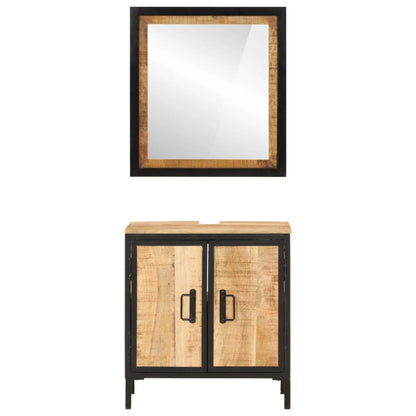 Set Mobili da Bagno 2pz in Ferro e Legno Massello di Mango