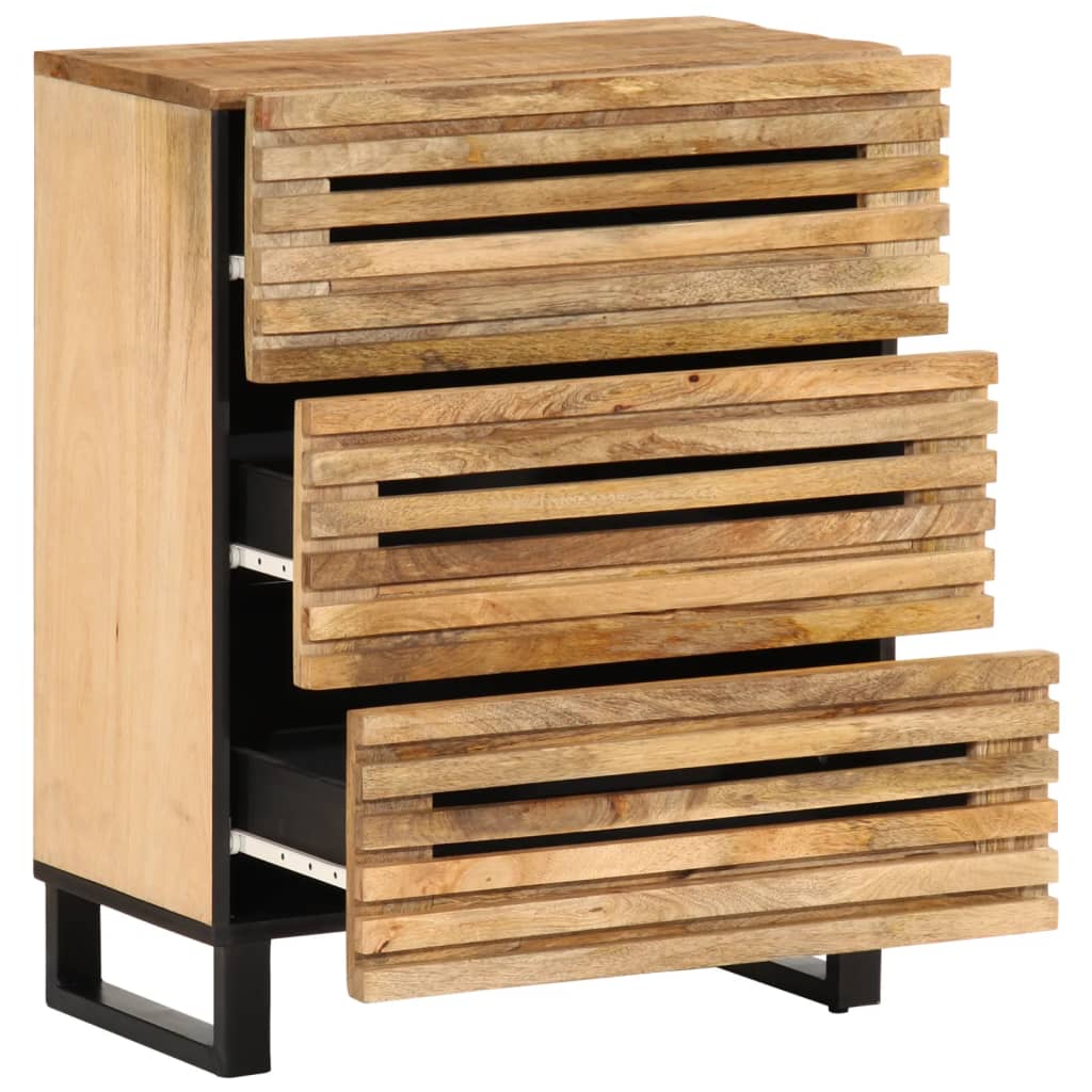 Credenze 2 pz 60x34x75 cm in Legno Massello di Mango Grezzo
