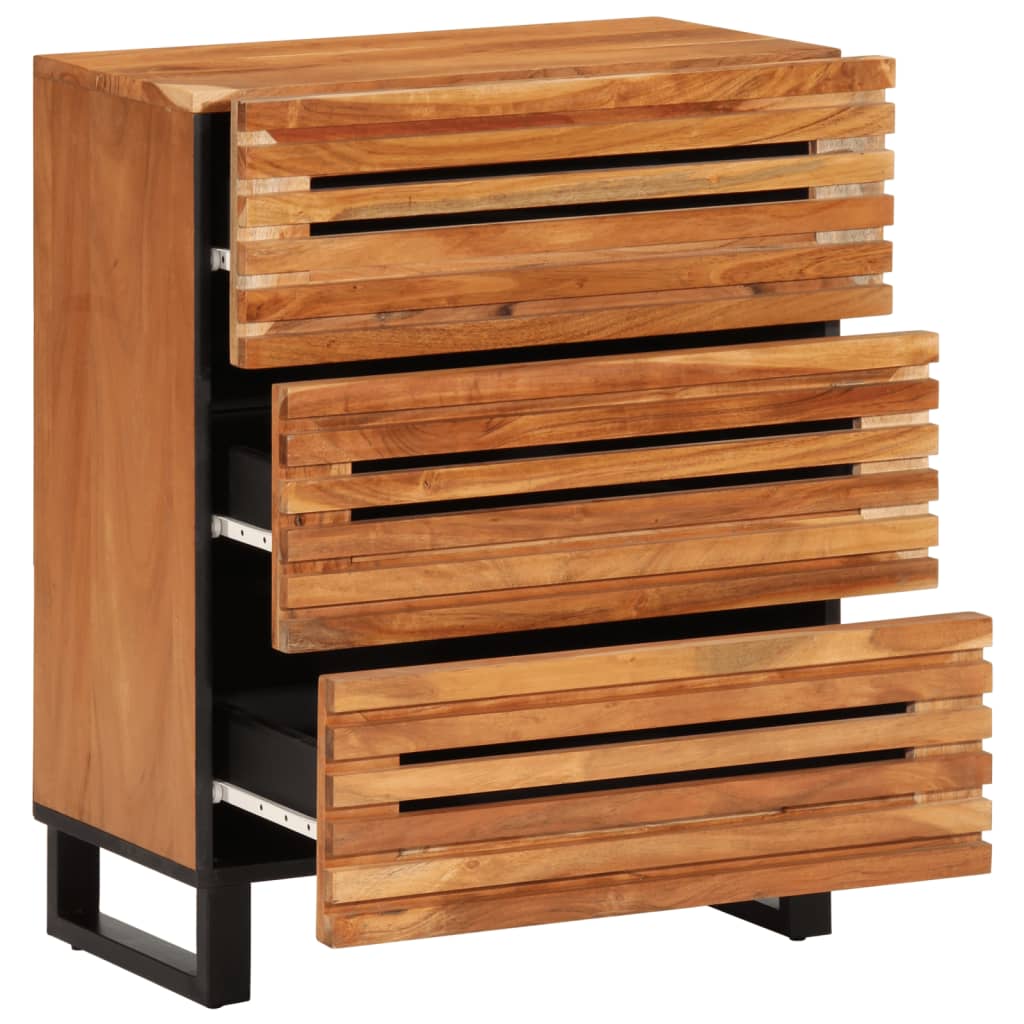 Credenze 2 pz 60x34x75 cm in Legno Massello di Acacia