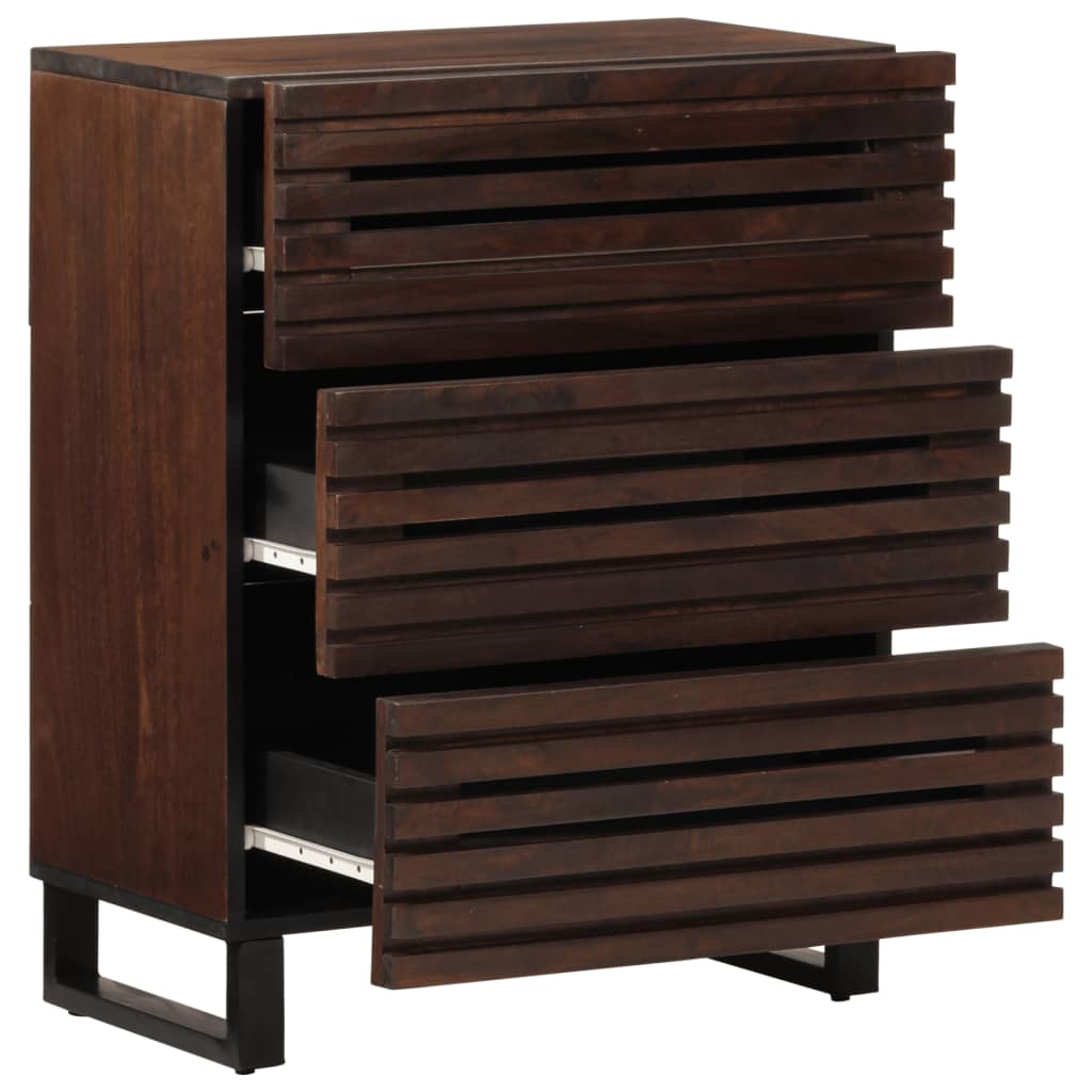 Credenze 2 pz 60x34x75 cm in Legno Massello di Mango