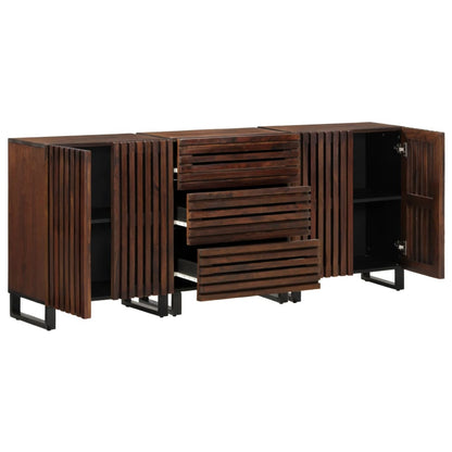 Credenze 3 pz 60x34x75 cm in Legno Massello di Mango
