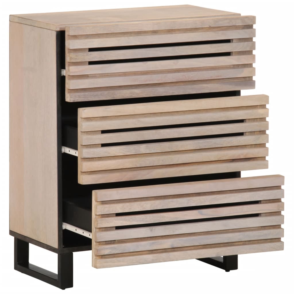Credenze 2 pz 60x34x75 cm in Legno Massello di Mango