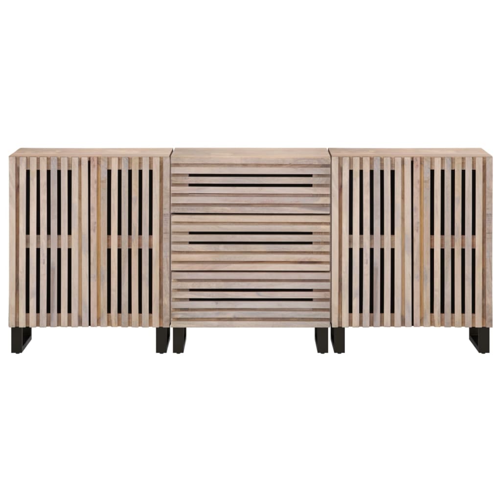 Credenze 3 pz 60x34x75 cm in Legno Massello di Mango
