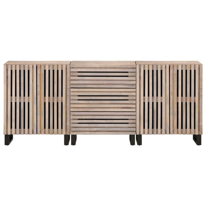 Credenze 3 pz 60x34x75 cm in Legno Massello di Mango
