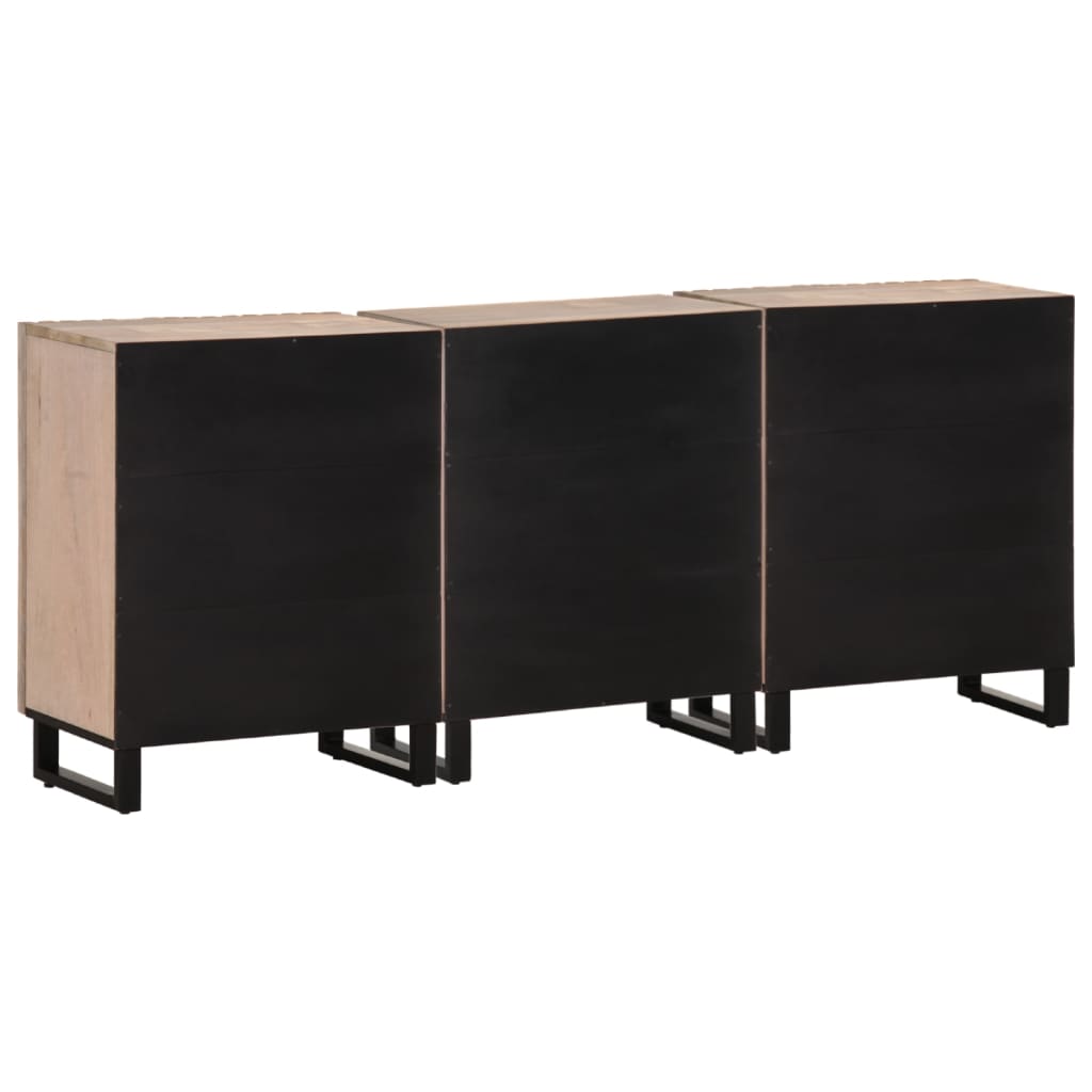 Credenze 3 pz 60x34x75 cm in Legno Massello di Mango