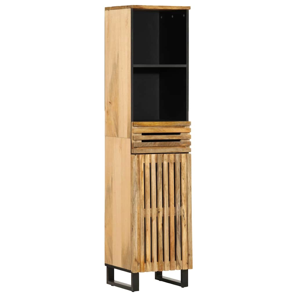 Set Mobili da Bagno 3 pz in Legno Massello di Mango Grezzo