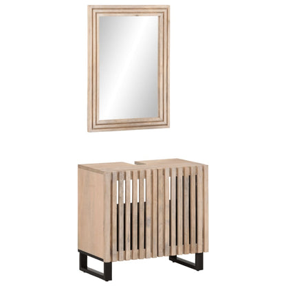 Set Mobili da Bagno 2pz in Legno Massello di Mango