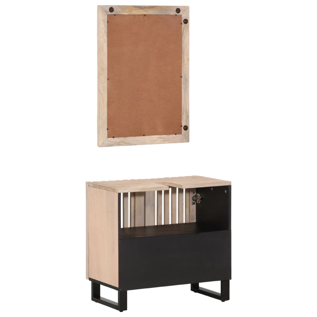 Set Mobili da Bagno 2pz in Legno Massello di Mango