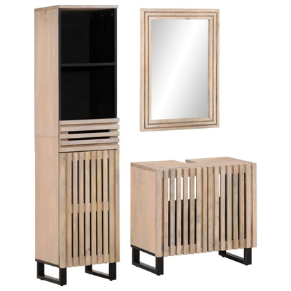 Set Mobili da Bagno 3pz in Legno Massello di Mango
