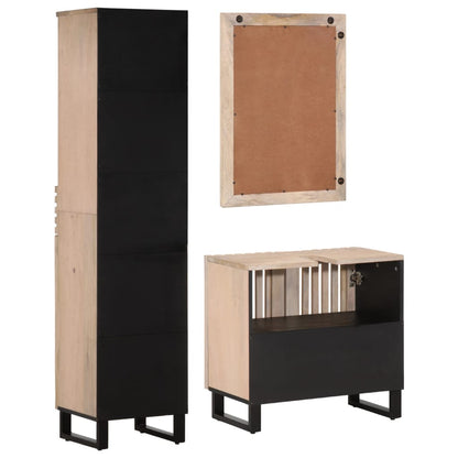 Set Mobili da Bagno 3pz in Legno Massello di Mango