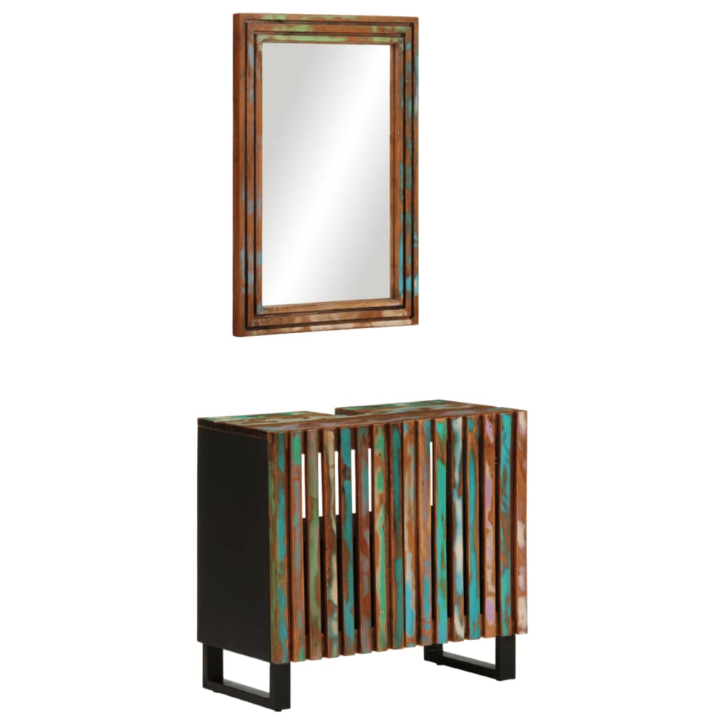 Set Mobili da Bagno 2pz in Legno Massello di Acacia