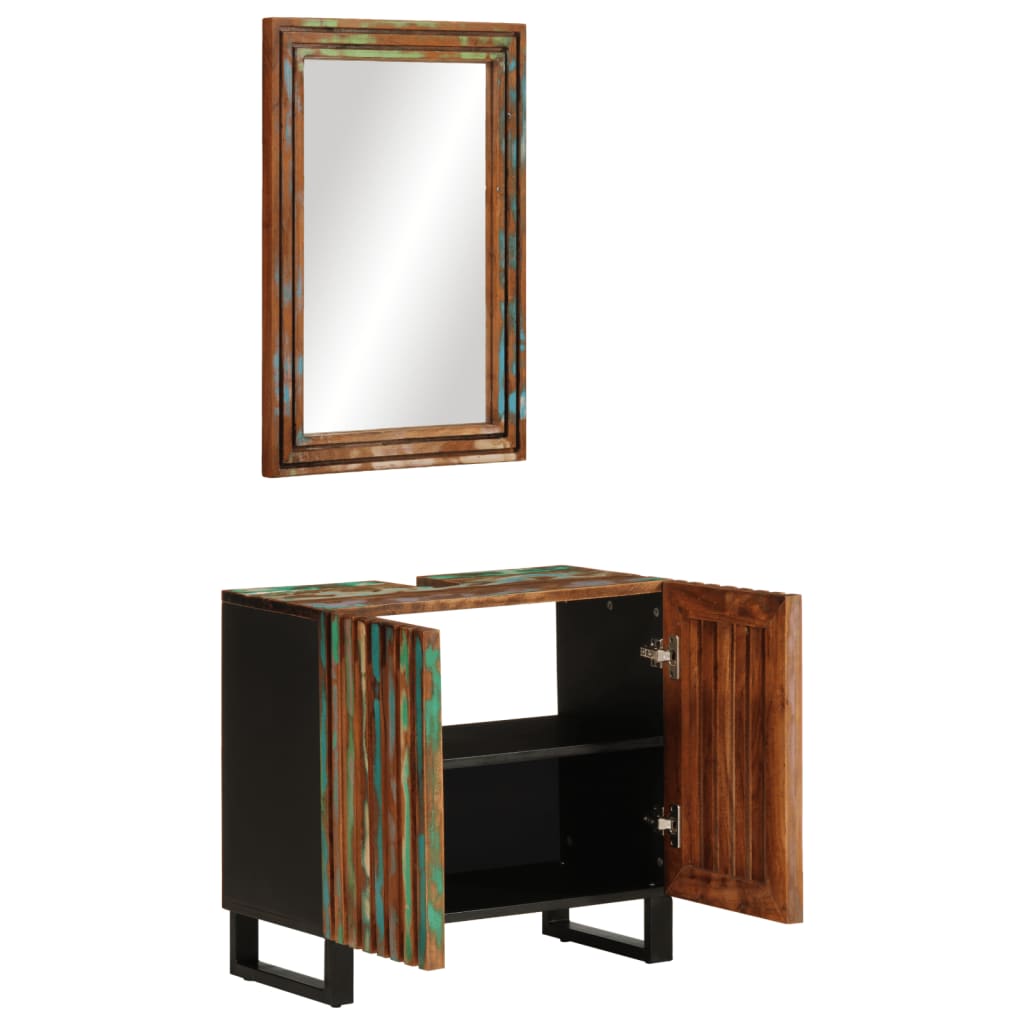 Set Mobili da Bagno 2pz in Legno Massello di Acacia