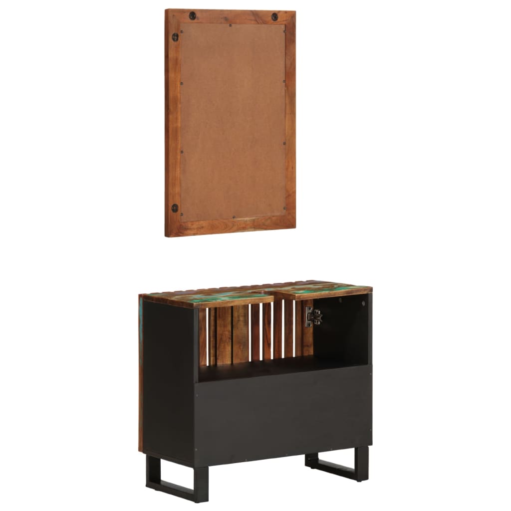Set Mobili da Bagno 2pz in Legno Massello di Acacia