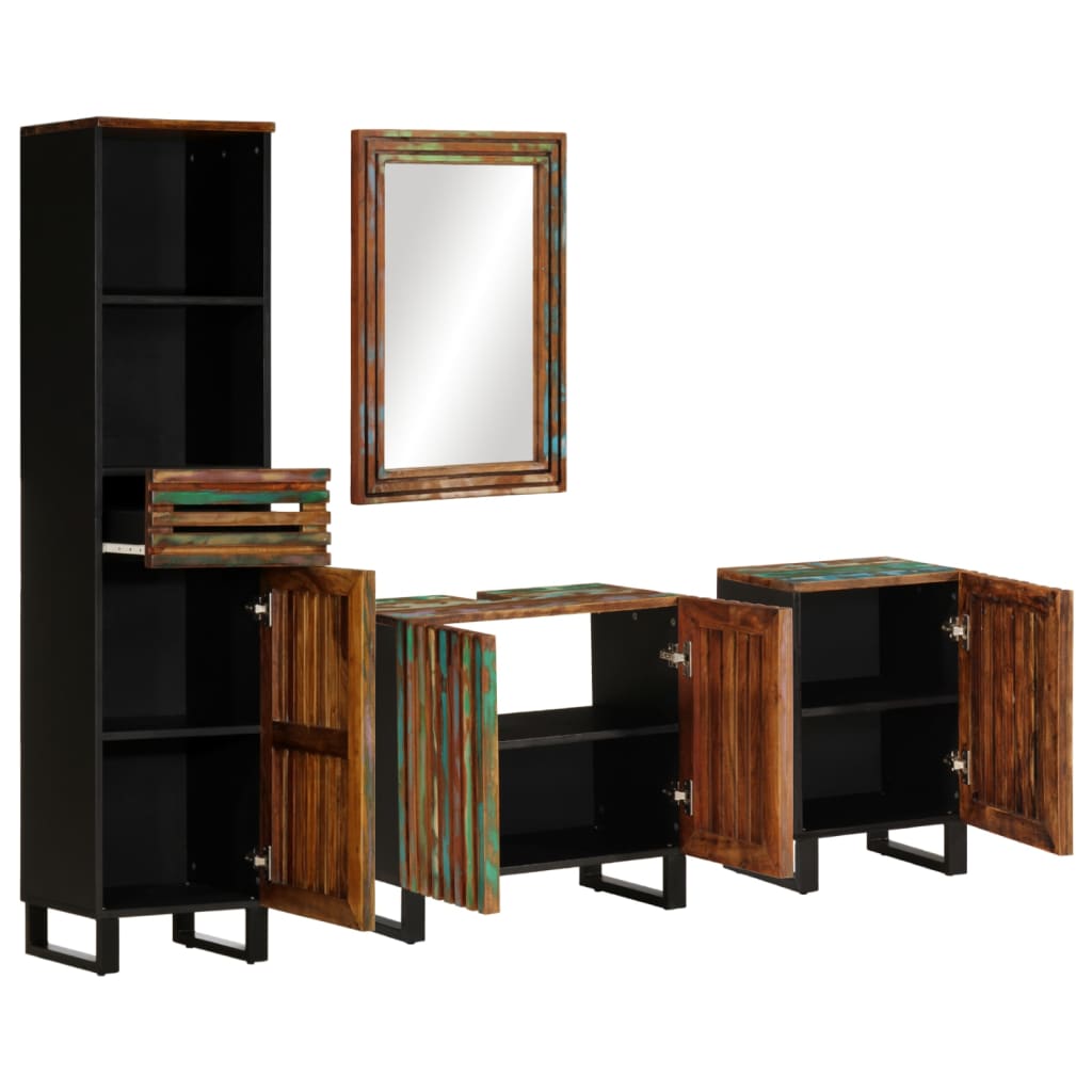 Set Mobili da Bagno 4 pz in Legno Massello di Acacia