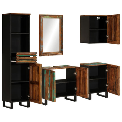 Set Mobili da Bagno 5 pz in Legno Massello di Acacia