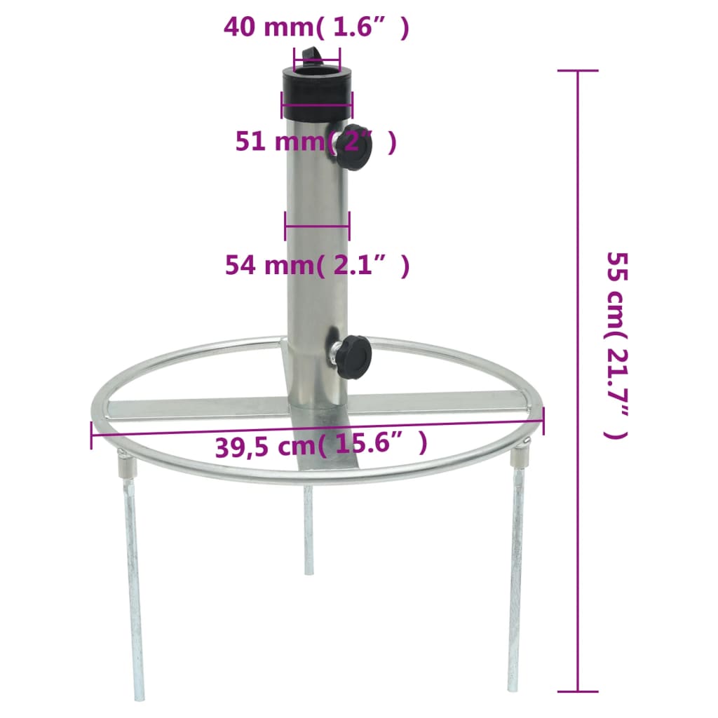 Base per Ombrellone con Picchetti per Ã˜38/48 Argento in Acciaio