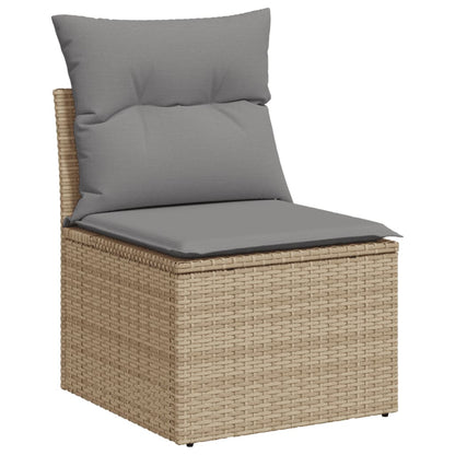 Set Divano da Giardino 3 pz con Cuscini Beige Misto Polyrattan