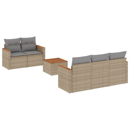 Set Divano da Giardino 6 pz con Cuscini Beige Misto Polyrattan