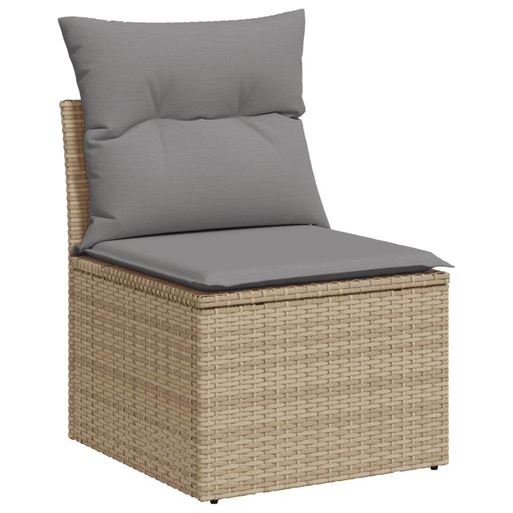 Set Divano da Giardino 5 pz con Cuscini Beige Misto Polyrattan