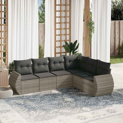Set Divano da Giardino 6pz con Cuscini Grigio Chiaro Polyrattan