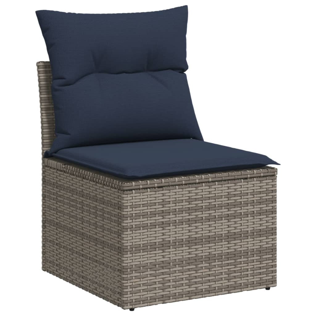 Set Divani da Giardino 6 pz con Cuscini Grigio in Polyrattan
