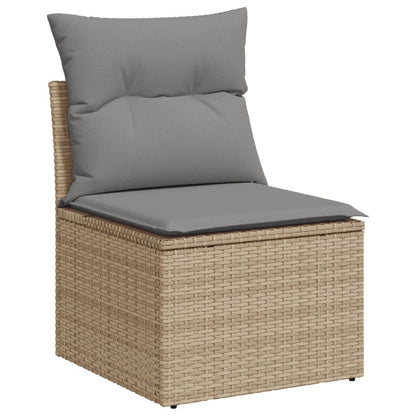 Set Divano da Giardino 6 pz con Cuscini Beige Misto Polyrattan