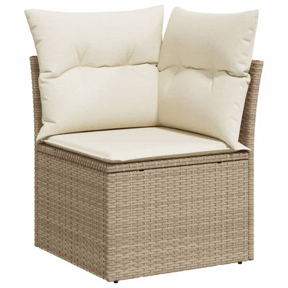 Set Divani da Giardino 14pz con Cuscini in Polyrattan Beige