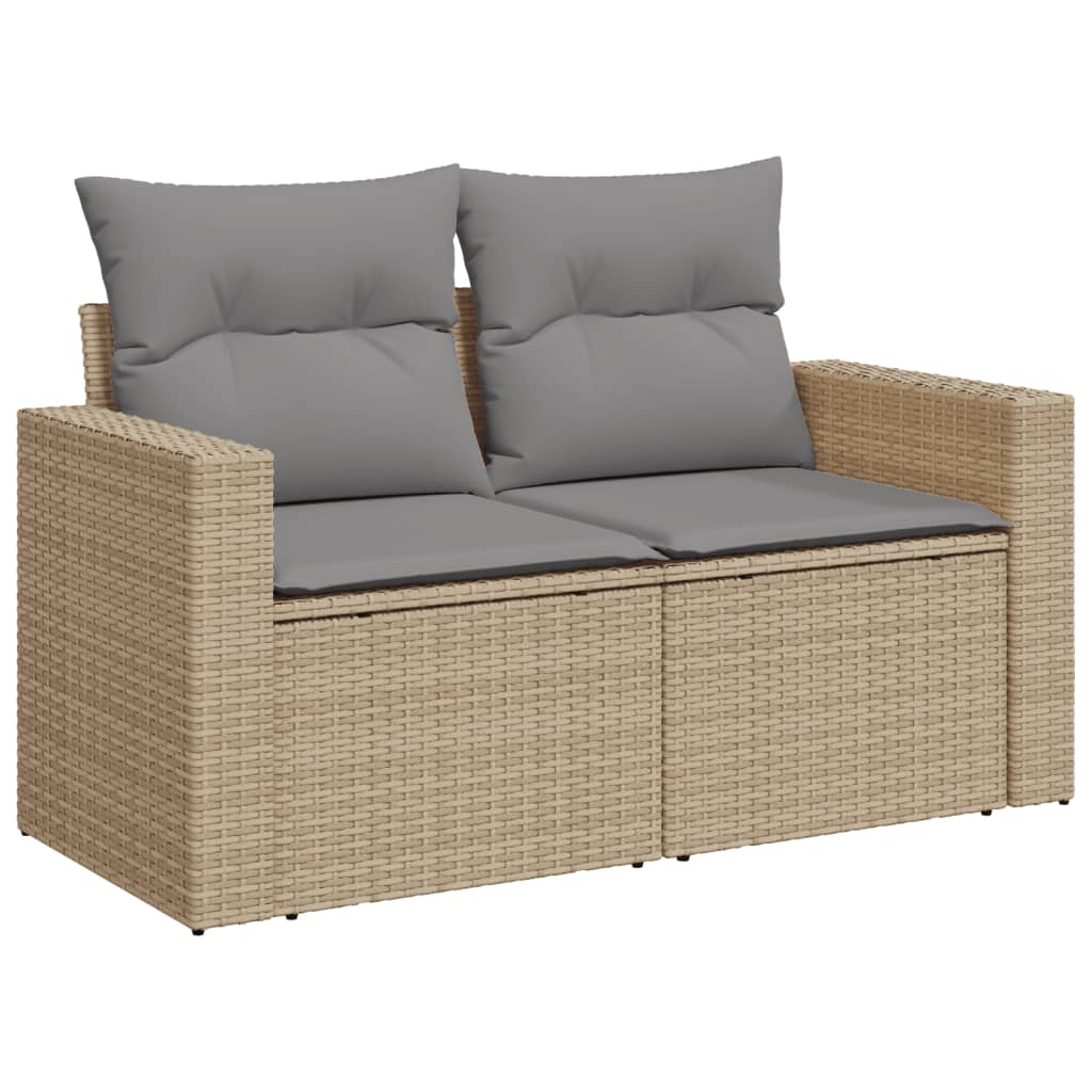 Set Divano da Giardino 6 pz con Cuscini Beige Misto Polyrattan