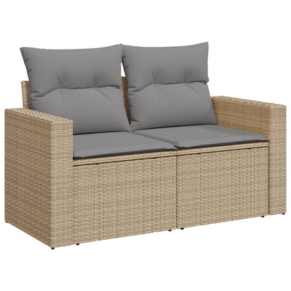 Set Divano da Giardino 6 pz con Cuscini Beige Misto Polyrattan