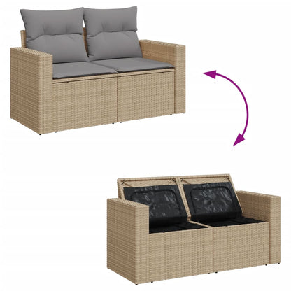 Set Divano da Giardino 6 pz con Cuscini Beige Misto Polyrattan
