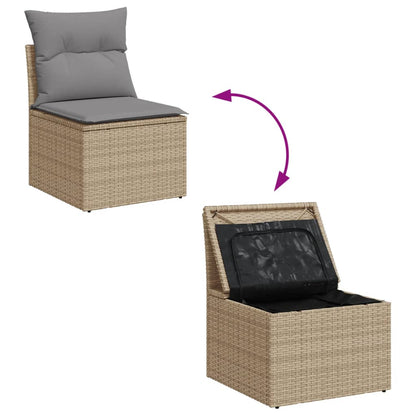 Set Divano da Giardino 7 pz con Cuscini Beige Misto Polyrattan