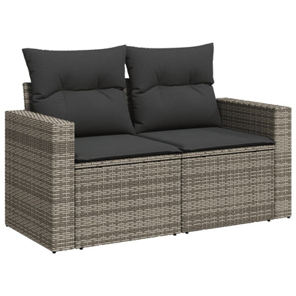 Set Divani da Giardino 14pz con Cuscini in Polyrattan Grigio