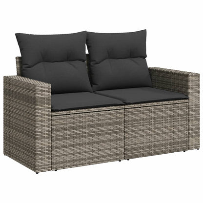 Set Divani da Giardino 14pz con Cuscini in Polyrattan Grigio