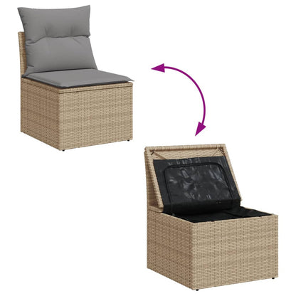 Set Divano da Giardino 12 pz con Cuscini Beige Misto Polyrattan