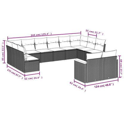 Set Divano da Giardino 7 pz con Cuscini Beige Misto Polyrattan