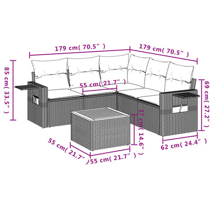 Set Divano da Giardino 6 pz con Cuscini Beige Misto Polyrattan