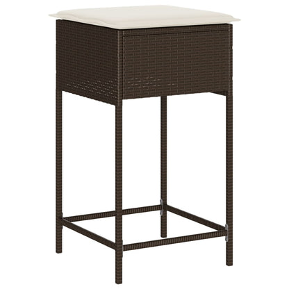 Set Bar da Giardino 7 pz con Cuscini in Polyrattan Marrone