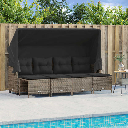 Set Divano da Giardino 5 pz con Cuscini Grigio in Polyrattan