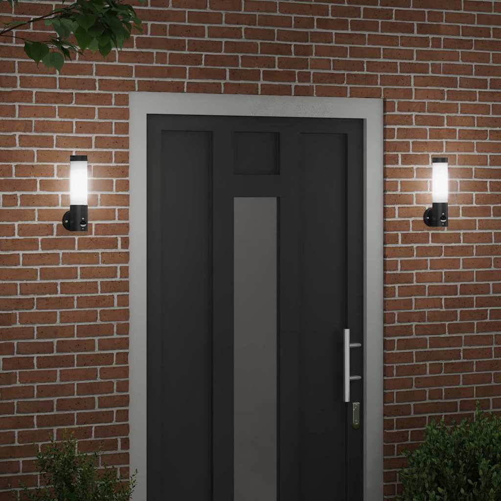 Lampada da Parete Esterna 2 pcs Nero 12 x 8,5 x 29 cm