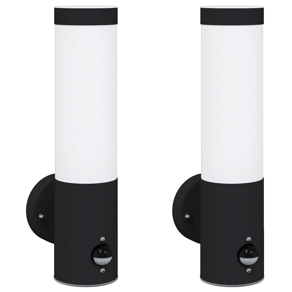 Lampada da Parete Esterna 2 pcs Nero 12 x 8,5 x 29 cm