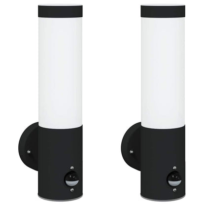 Lampada da Parete Esterna 2 pcs Nero 12 x 8,5 x 29 cm
