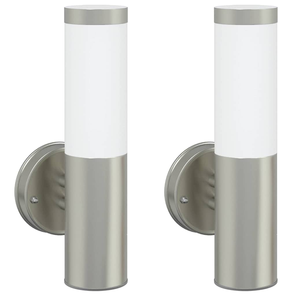 Lampada da Parete Esterna 2 pcs Argento 15 x 7,5 x 33 cm