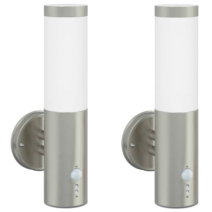 Lampada da Parete Esterna 2 pcs Argento 15 x 7,5 x 33 cm