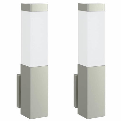 Lampada da Parete Esterna 2 pcs Argento 10.5 x 6 x 33 cm
